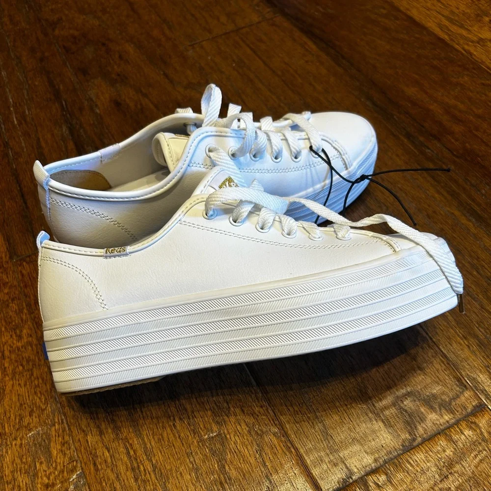 Keds Women's White Triple Up Leather Lace Up | KEDS - Picture 6 of 7